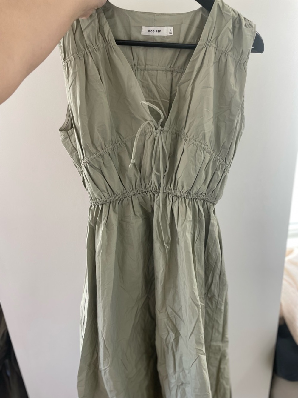 Mod Ref Olive Tie-Front Midi Dress